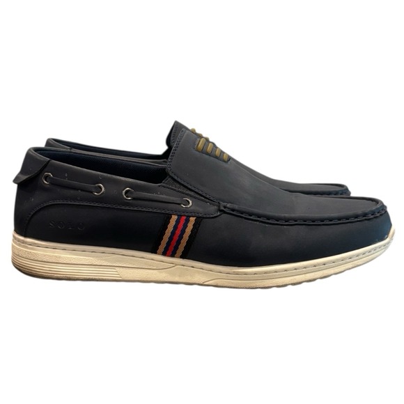 Napolean Men's Faux Leather Slip-On Boat Shoes Size 12 | Casual Loafers Blue - Picture 1 of 5
